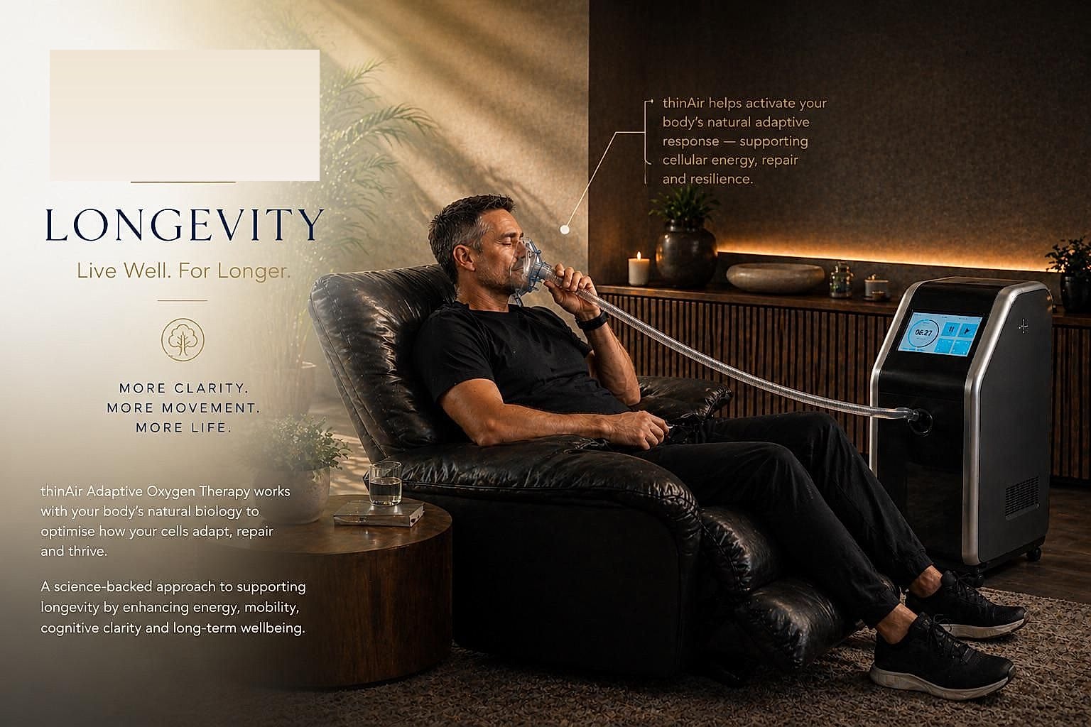 Live Well. For Longer. A thinAir session in a calm, luxurious setting